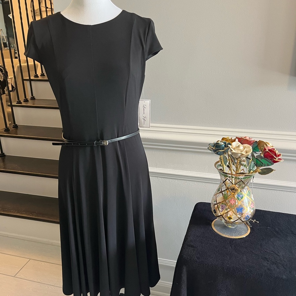 Elegant Black Dress with Belt
